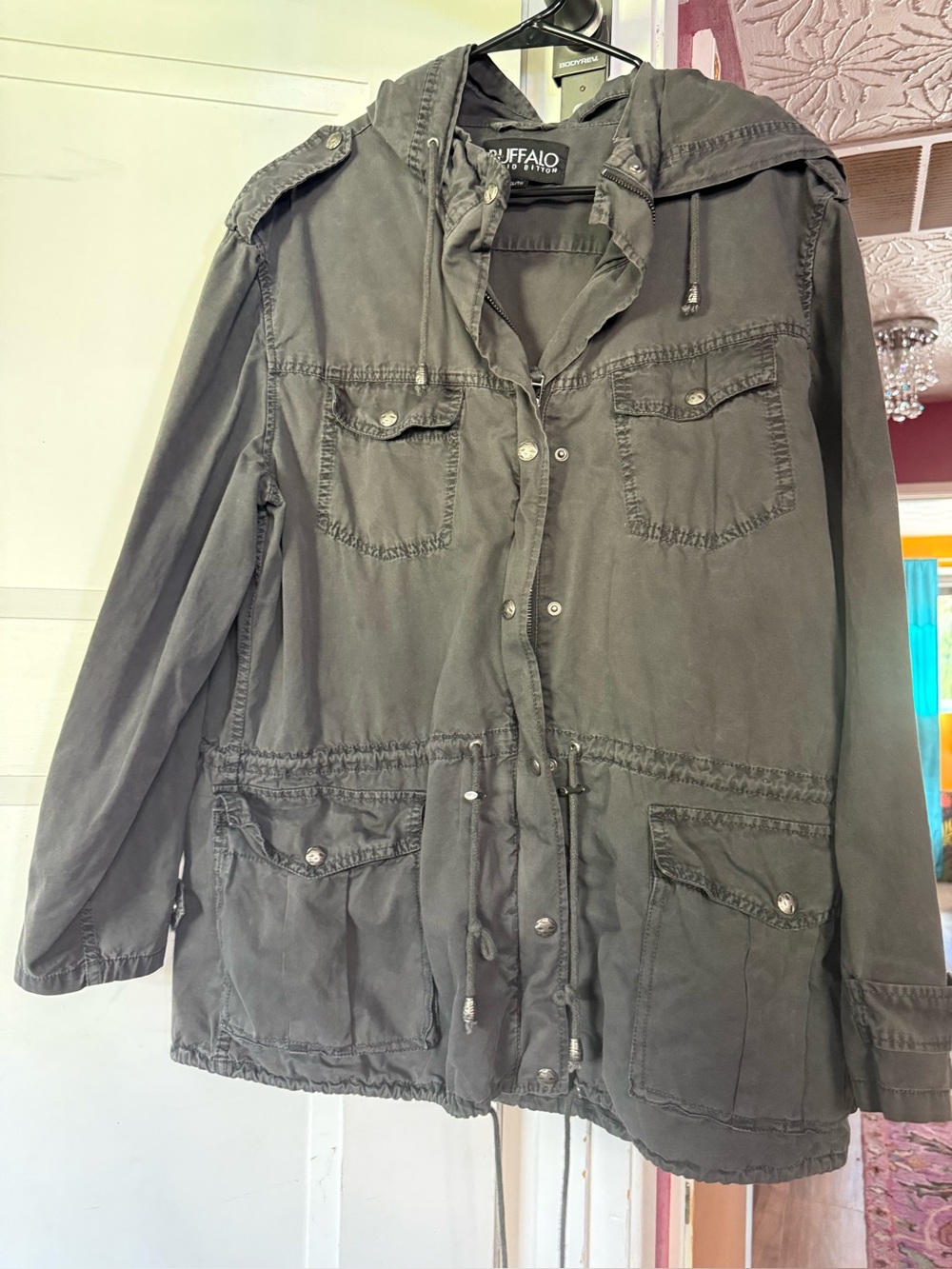 Buffalo David Bitton Olive Green Drawstring Utility Jacket